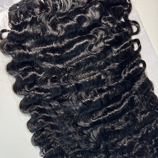 (3Bundles+5X5 HD Closure) Virgin Indian Curly Hair Bundles Double Drawn