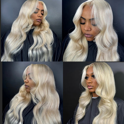 613 Blonde Bone Straight Raw Human Hair HD Lace 13x4 Full Frontal Wig 200% Density