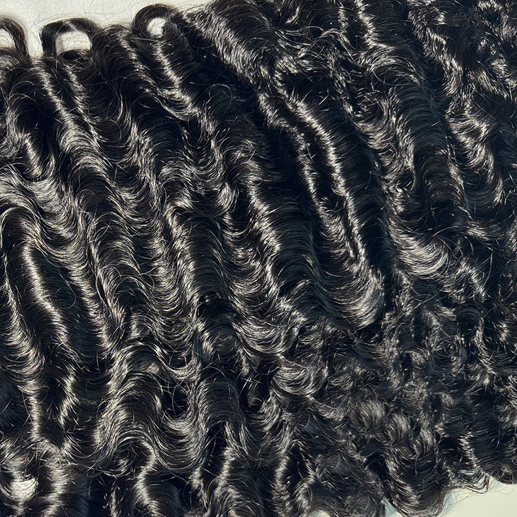 (3Bundles+5X5 HD Closure) Virgin Indian Curly Hair Bundles Double Drawn