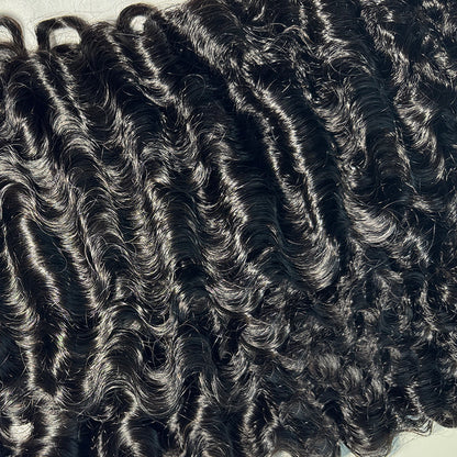 (3Bundles+5X5 HD Closure) Virgin Indian Curly Hair Bundles Double Drawn