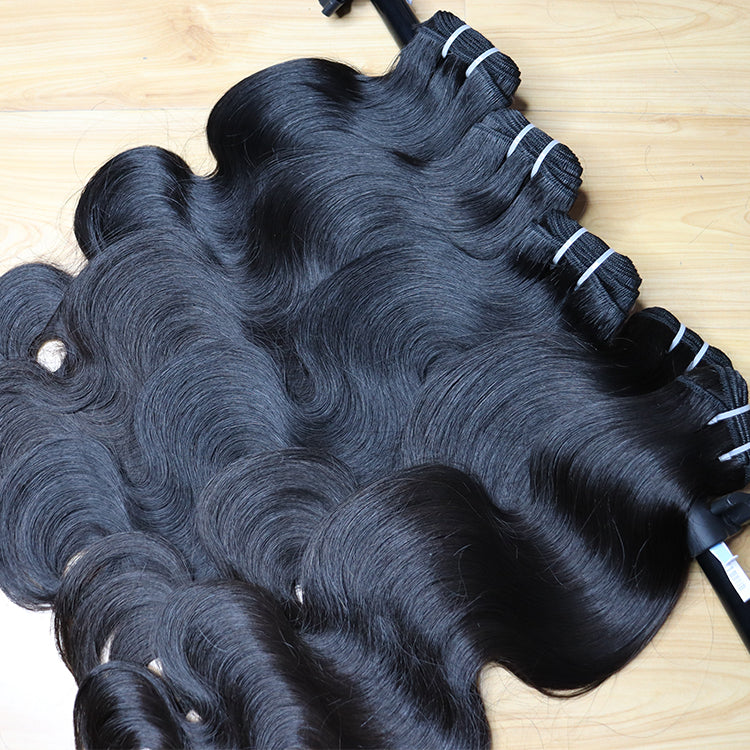 raw hair double drawn bundles