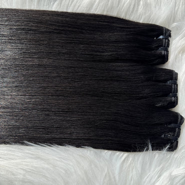 (3Bundles+5X5 HD Closure) Raw Straight Hair Bundles Double Drawn