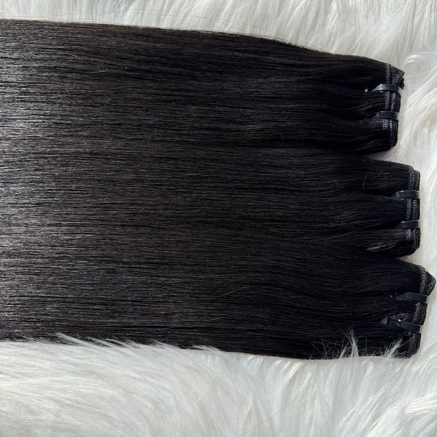 (3Bundles+5X5 HD Closure) Virgin Straight Hair Bundles Double Drawn