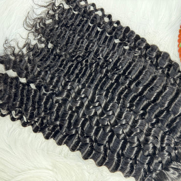 (3Bundles+5X5 HD Closure) Raw Kinky Curly Hair Bundles Double Drawn
