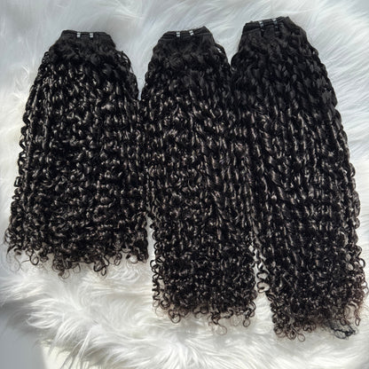 (3Bundles+5X5 HD Closure) Raw Pixie Curly Hair Bundles Double Drawn