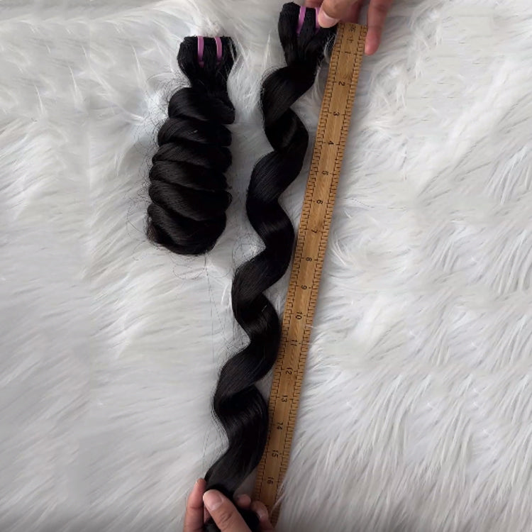 (3Bundles+5X5 HD Closure) Raw Loose Wave Hair Bundles Double Drawn