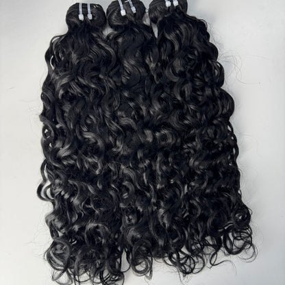 (3Bundles+5X5 HD Closure) Virgin Natural Wave Hair Bundles Double Drawn