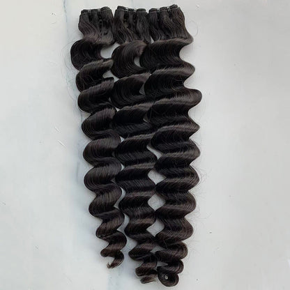 (3Bundles+5X5 HD Closure) Raw Loose Deep Wave Hair Bundles Double Drawn