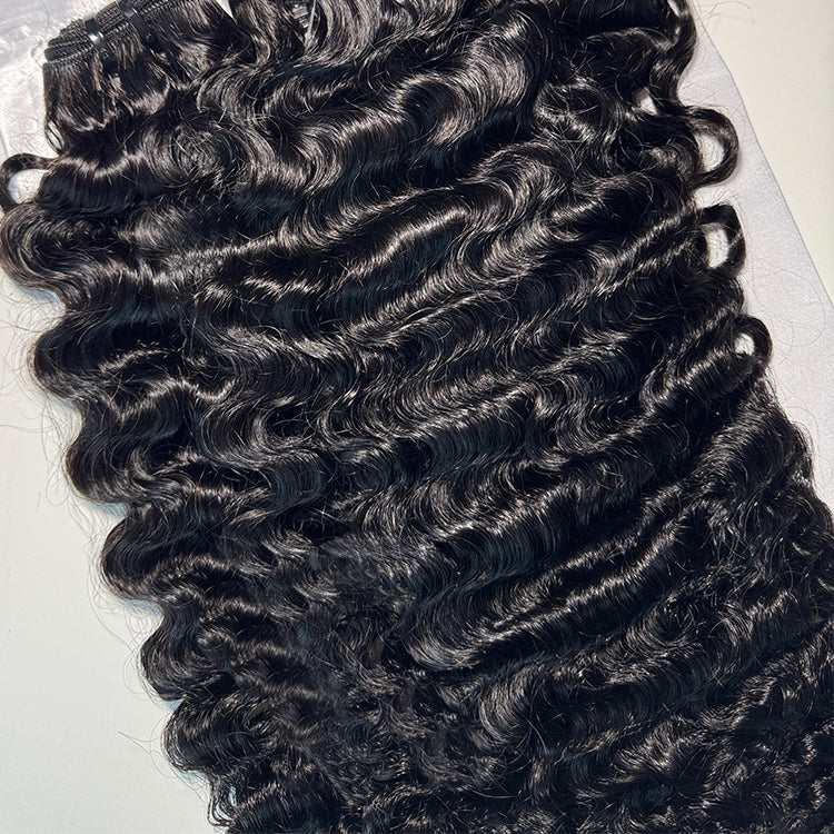 (3Bundles+5X5 HD Closure) Virgin Indian Curly Hair Bundles Double Drawn