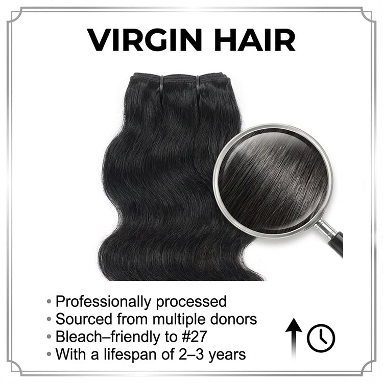 (3Bundles+5X5 HD Closure) Virgin Straight Hair Bundles Double Drawn