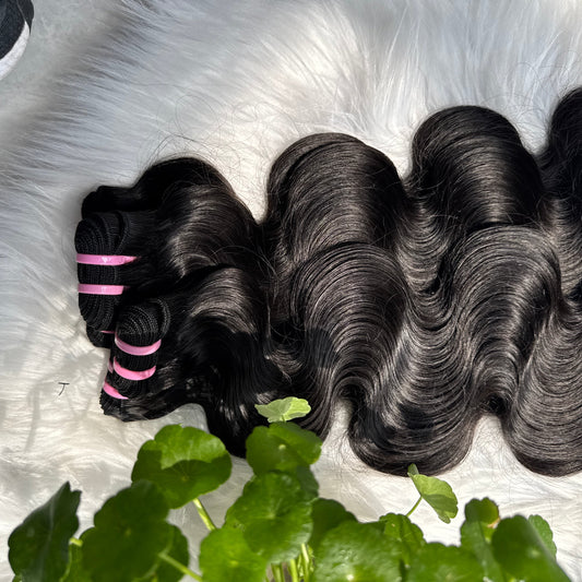 (3Bundles+5X5 HD Closure) Raw Body Wave Hair Bundles Double Drawn