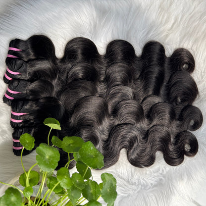 (3Bundles+5X5 HD Closure) Virgin Body Wave Hair Bundles Double Drawn