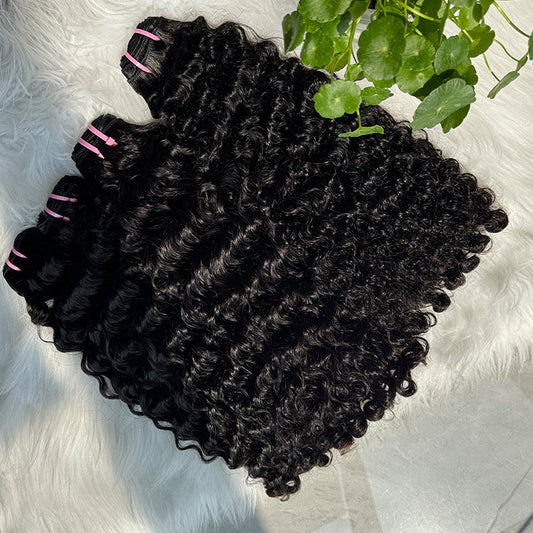 (3Bundles+5X5 HD Closure) Virgin Burmese Curly Hair Bundles Double Drawn