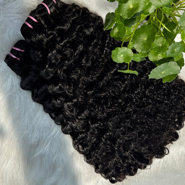 (3Bundles+5X5 HD Closure) Virgin Burmese Curly Hair Bundles Double Drawn